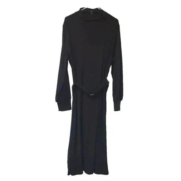 Simply Vera Wang Women's Black Poly/Rayon/Spandex Ribbed Knit Mock Neck A-Line L - Picture 2 of 14